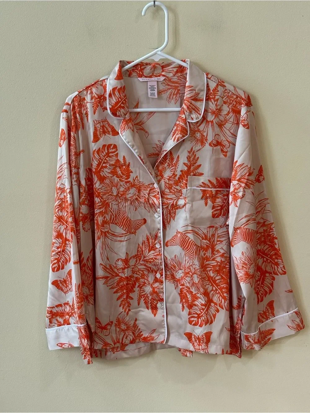 Victoria’s Secret Pajama Set Orange Tropical Toile Size XL